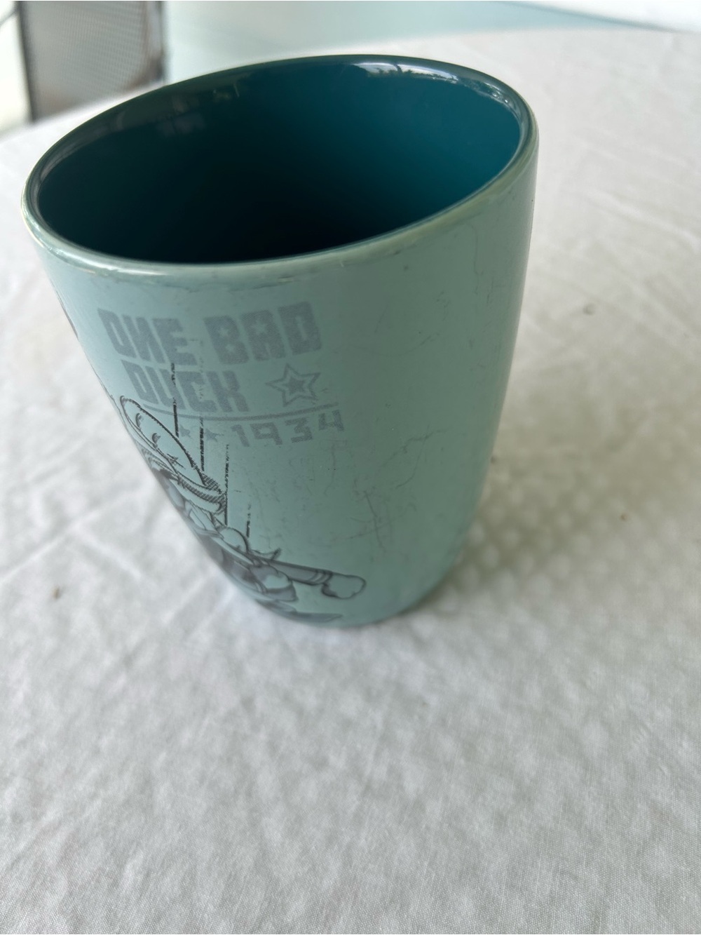 Disney Donald Duck Coffee Mug Cup “ONE BAD DUCK” Est.1934 Blue Ceramic - Picture 6 of 6